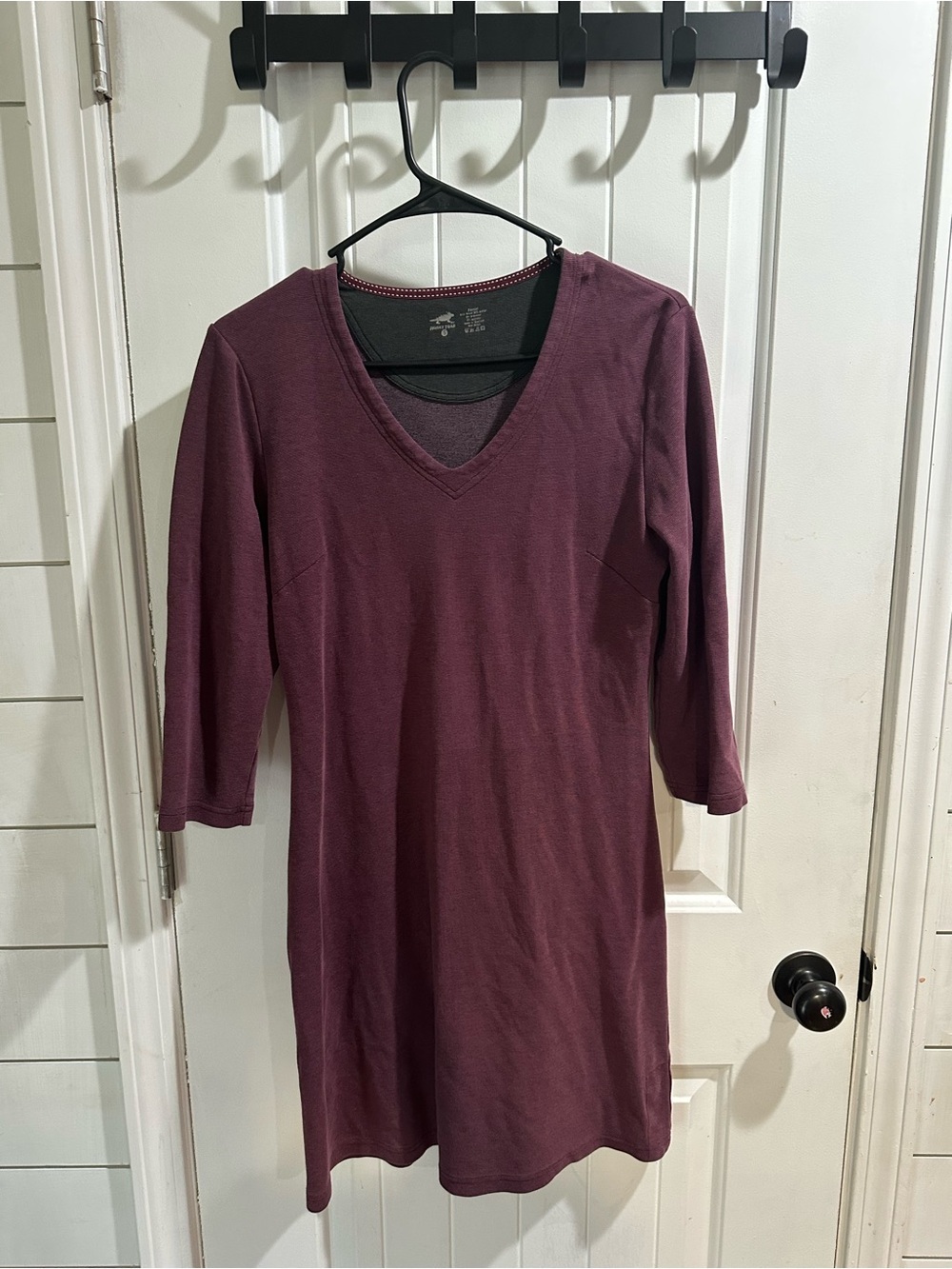 Horny Toad Roslinda 3/4 Plum V‑Neck Mini Dress